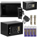 Seif electronic standard cu cifru si cheie, 200x310x200 mm, Otel, Negru
