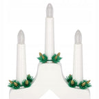 Lumanari decorative de Craciun, stand de lemn, 7 becuri tip LED, culoare alba