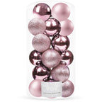 Set globuri de Craciun, 20 bucati, 3 modele, 4cm, roz