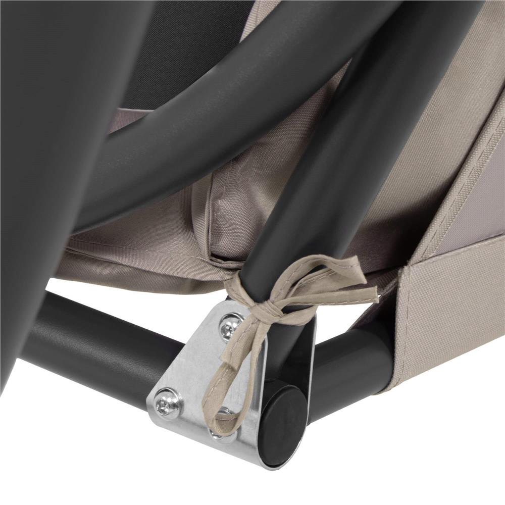 Leagan de gradina 190x115x176 cm, pentru 3 persoane, copertina reglabila, perne incluse, cadru otel si material impermeabil, bej