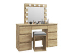 Masa de toaleta si machiaj cu oglinda LED si 7 sertare, 120x43x140 cm, craft