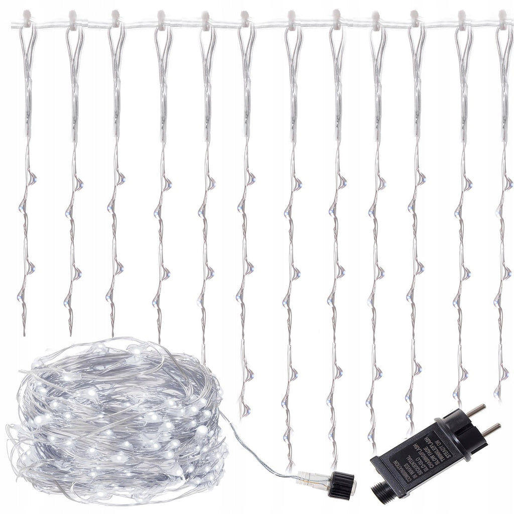 Ghirlanda luminoasa tip perdea 400 LED-uri, 3m, pentru interior/exterior, iluminare alba