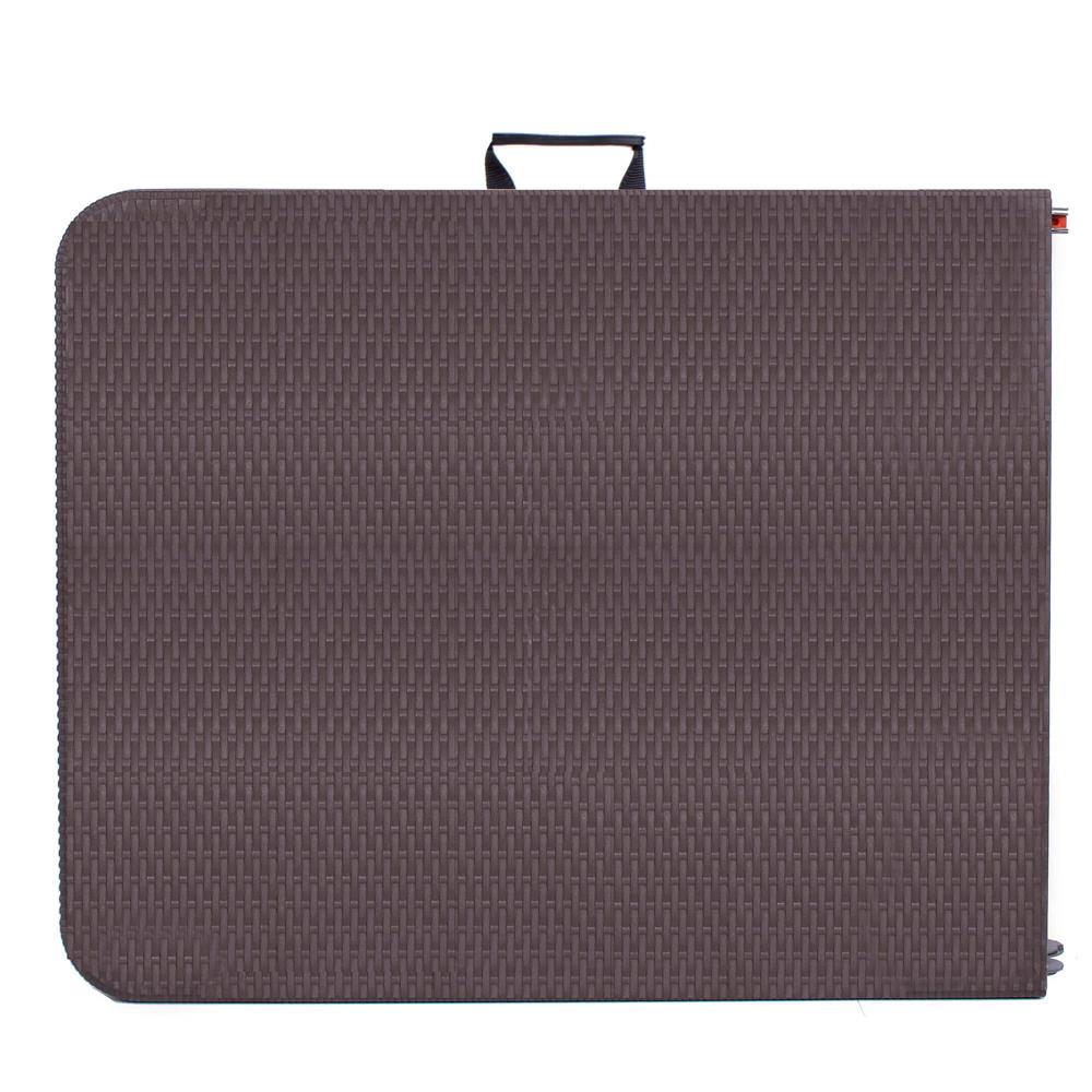 Masa dreptunghiulara pliabila multifunctionala, 1.8 m x 0.75 m x 0.75 m, imitatie ratan, maro