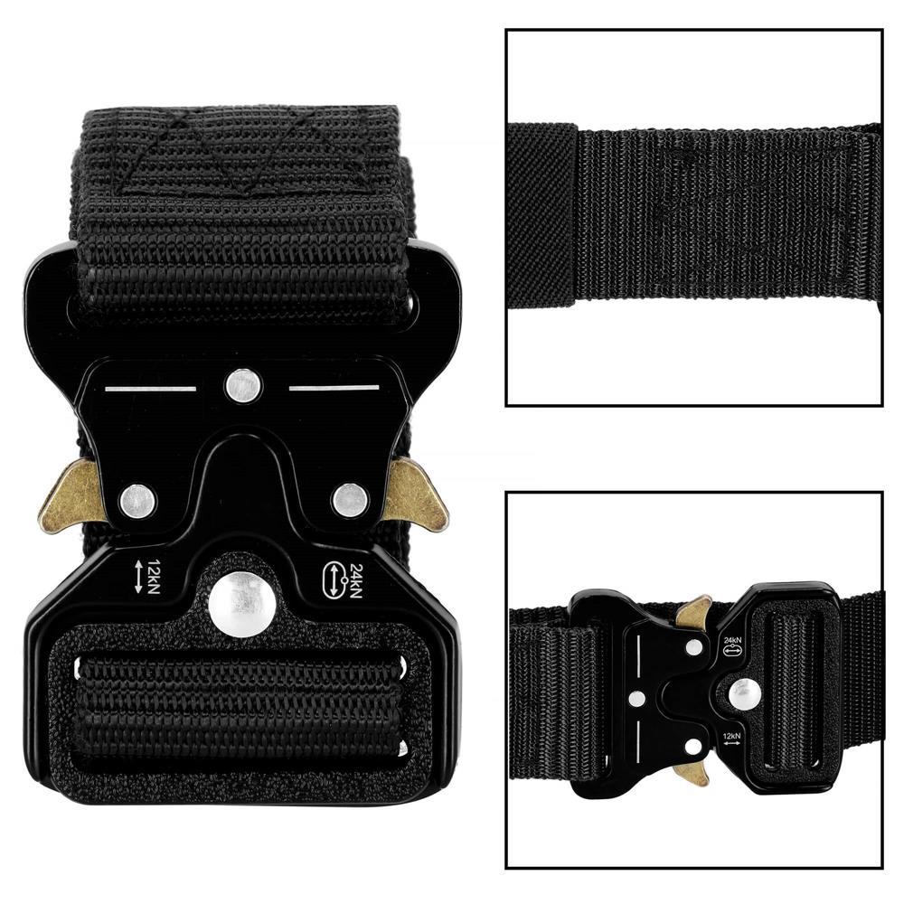 Curea centura Tactical Combat pentru barbati 3.5 x 125 cm, rezistent, negru