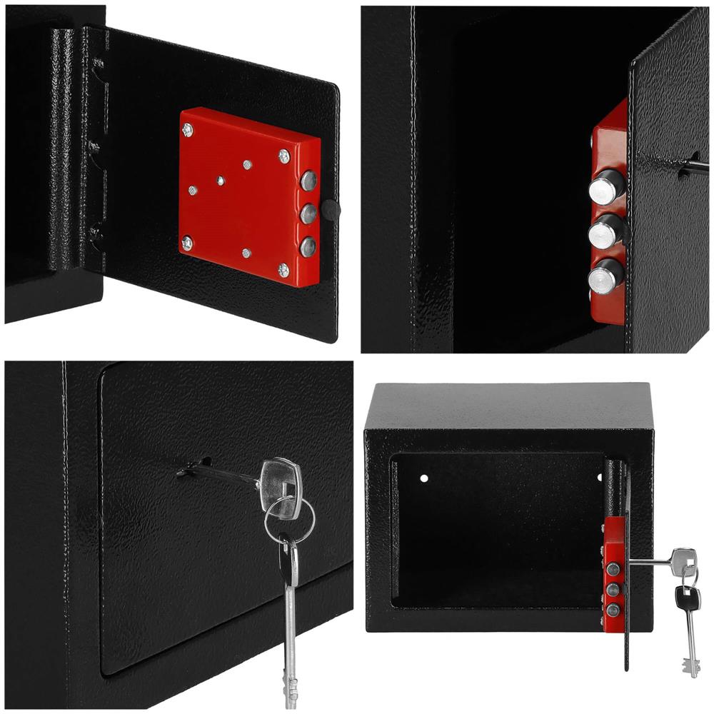 Seif standard cu cheie, 170x230x170 mm, Otel, Negru