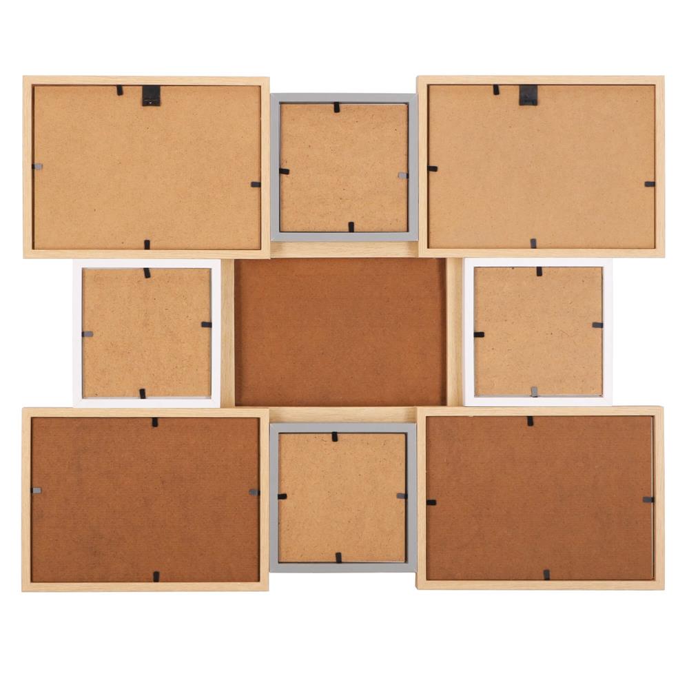 Rama foto de perete, colaj de 8 fotografii, 41x51cm, alb si gri