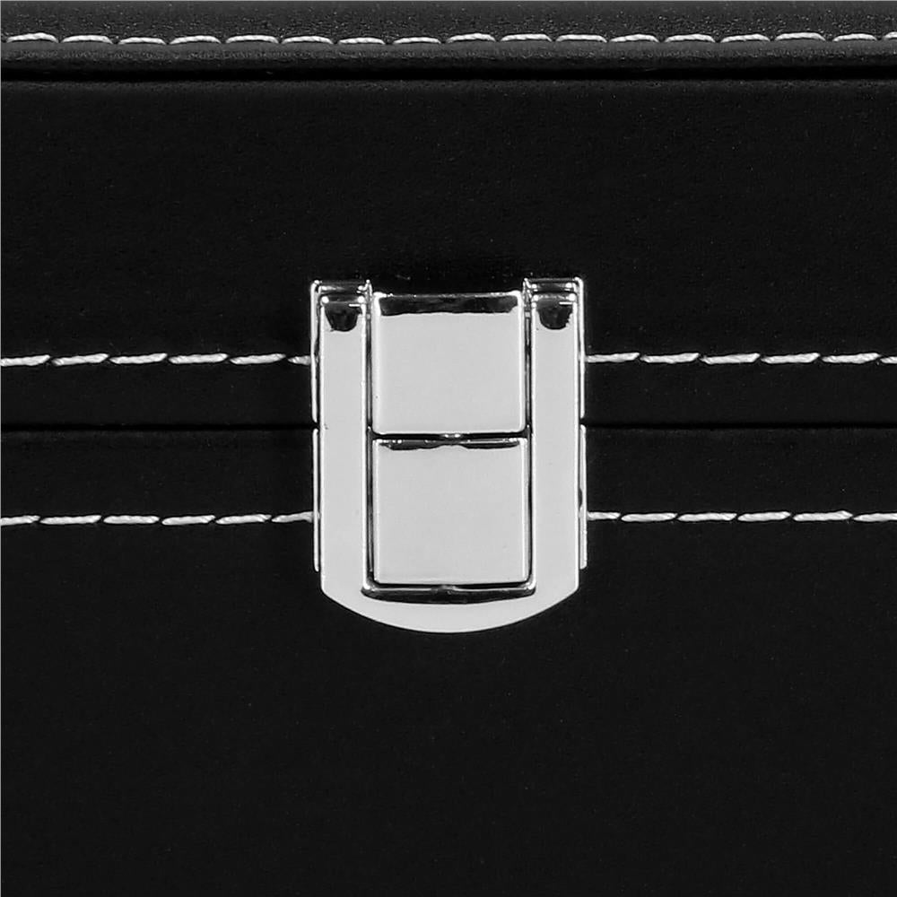 Cutie depozitare si organizare ceasuri, MDF, piele ecologica, 30x11x8cm, negru