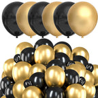 Set 100 baloane pentru petrecere, 40cm, negru auriu