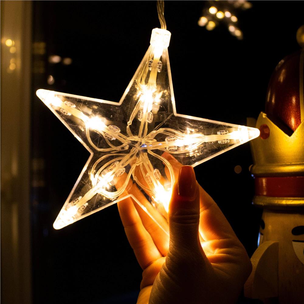 (DL) Ghirlanda luminoasa tip perdea cu stelute 72 LED-uri, 2m, pentru interior/exterior, iluminare alb