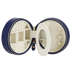 (DL) Cutie depozitare si organizare bijuterii, MDF, piele ecologica, 11 x 5cm, albastru marin