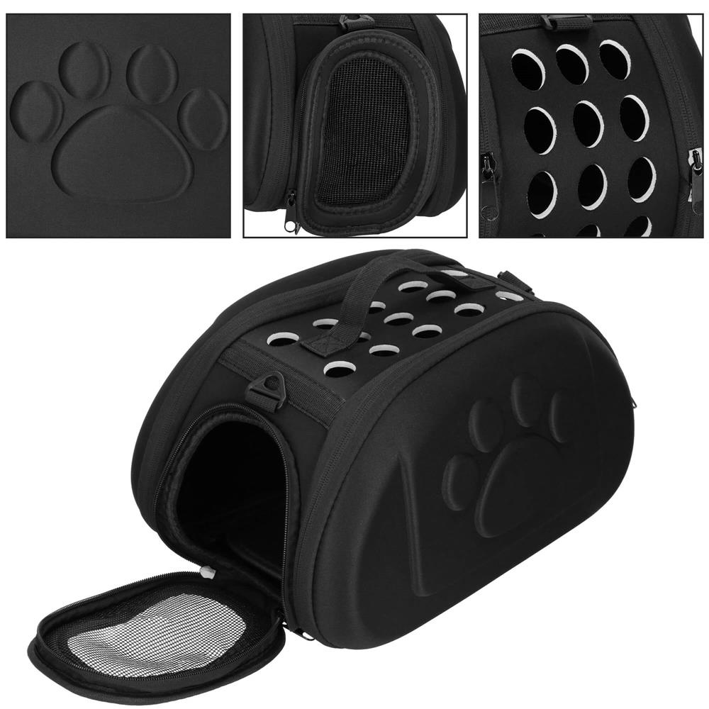 Geanta pentru transport animale mici, pentru caine si pisica, pliabila, curea de umar, 20x35x20 cm, negru