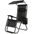 Sezlong pliabil  GC3, Relax Zero Gravity cu parasolar, 175cm, negru