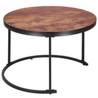 Set 2 mese pentru cafea suprapozabile, cadru otel, 70x70x47 cm si 50x50x40 cm, maro