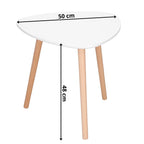 Masa de cafea, ovala, diametru 50 cm, inaltime 48 cm, Blat MDF, Picioare lemn, Alb