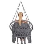 Scaun rotund  tip leagan suspendat cu perna Confort Plus casa sau gradina, gri inchis