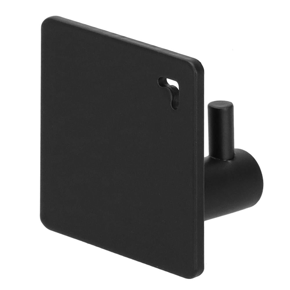 Set 4 agatatori tip cuier pentru baie, sistem fixare inclus, aluminiu, negru