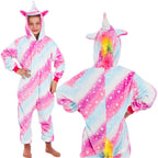 Pijama tip salopeta pentru copii, model unicorn, marime 130-140cm