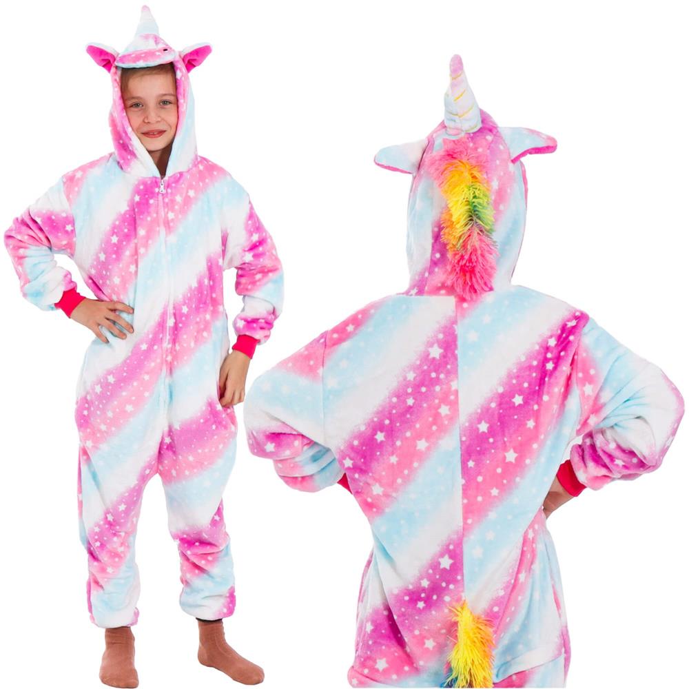 Pijama tip salopeta pentru copii, model unicorn, marime 130-140cm