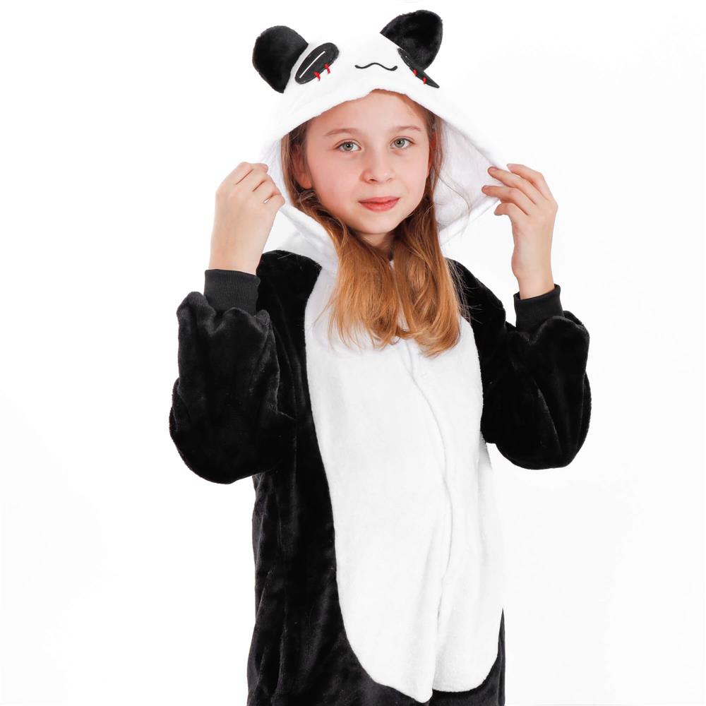 Pijama tip salopeta pentru copii, model panda, marime 125-140cm