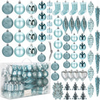 Set globuri si decoratiuni de Craciun, 72 piese, diverse dimensiuni, albastru