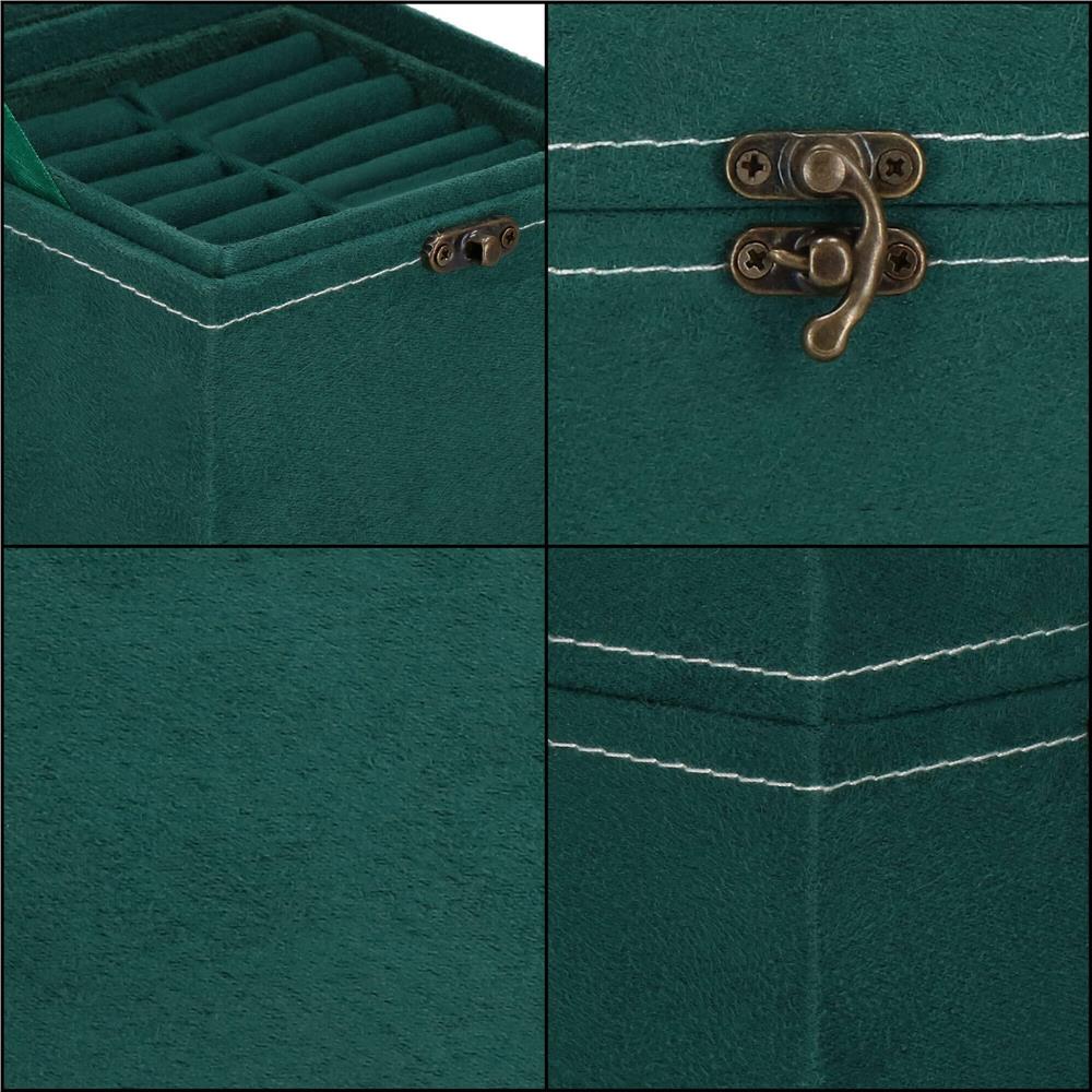 (DL) Cutie depozitare si organizare bijuterii, velur, 12x 12 x 12 cm, verde