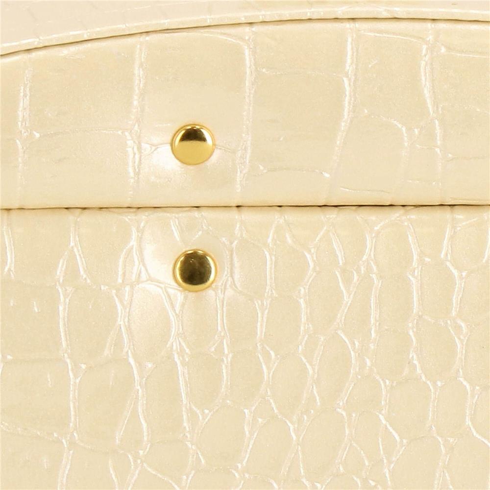 (DL) Cutie depozitare si organizare bijuterii, MDF, piele ecologica si velur, 17,5 x 14 x 12,5cm, crem