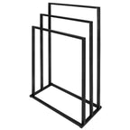 Suport metalic de baie pentru prosoape, cu 3 standuri, 84 cm, negru