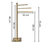 Suport cuier pentru prosoape cu 3 brate, inaltime 86cm, auriu lucios