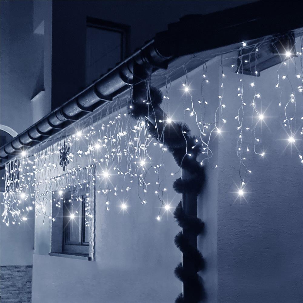 Ghirlanda luminoasa tip perdea 300 LED-uri, 12m, pentru interior/exterior, cu flash, iluminare alba