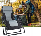 Sezlong scaun pliant plaja sau gradina, Siesta, gravitatie zero, cu tetiera, 175x75x110 cm, negri gri