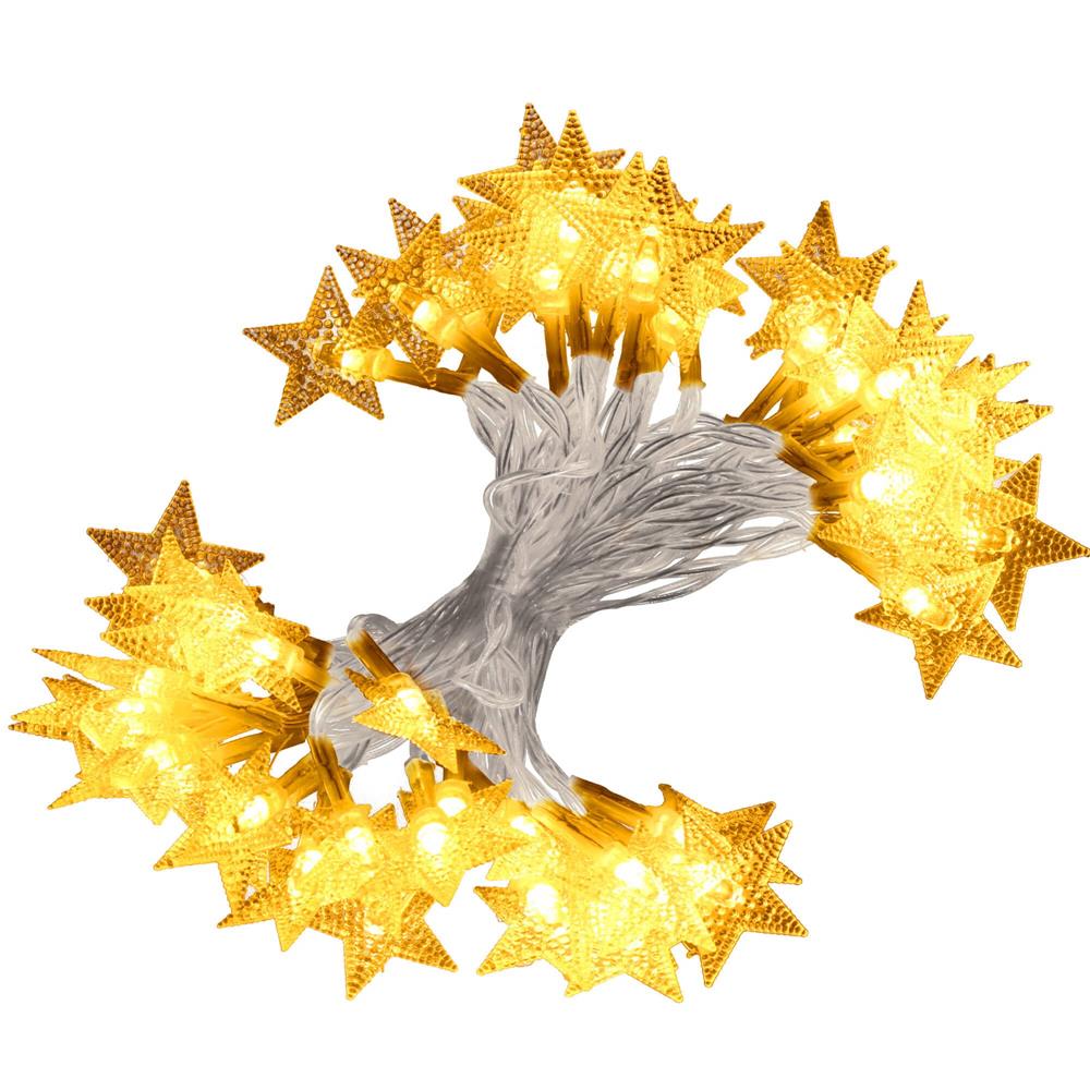 (DL) Instalatie stelute luminoase pentru gradina, 5 metri, 50 LED-uri, cu baterii, galben