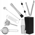 Set Cocktail Shaker Kit pentru barmani 750ml, KI10, suport bambus, 12 piese