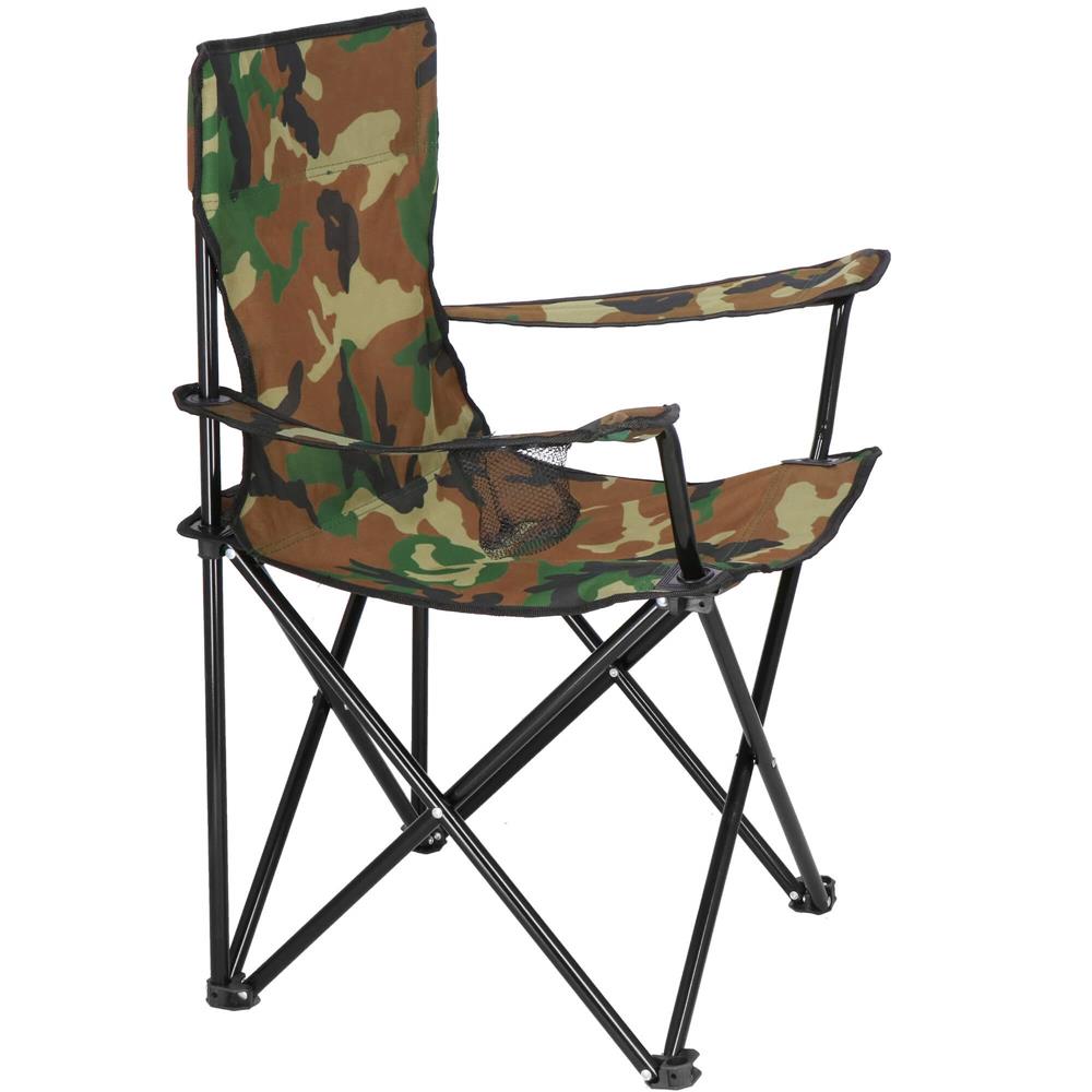 Scaun pliabil camping sau pescuit, suport pahar, 80x40x45cm, camuflaj