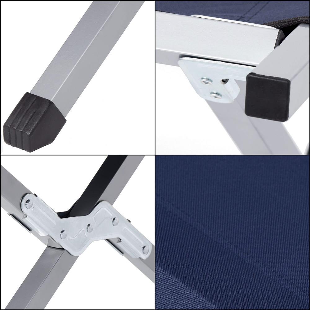 Pat pliant pentru camping, structura metalica, 190x74x42cm, 150kg, albastru marin