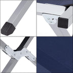 Pat pliant pentru camping, structura metalica, 190x74x42cm, 150kg, albastru marin