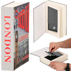 Caseta de valori, cutie metalica cu cheie, portabila, tip carte, London, 22x15.5x4.5 cm