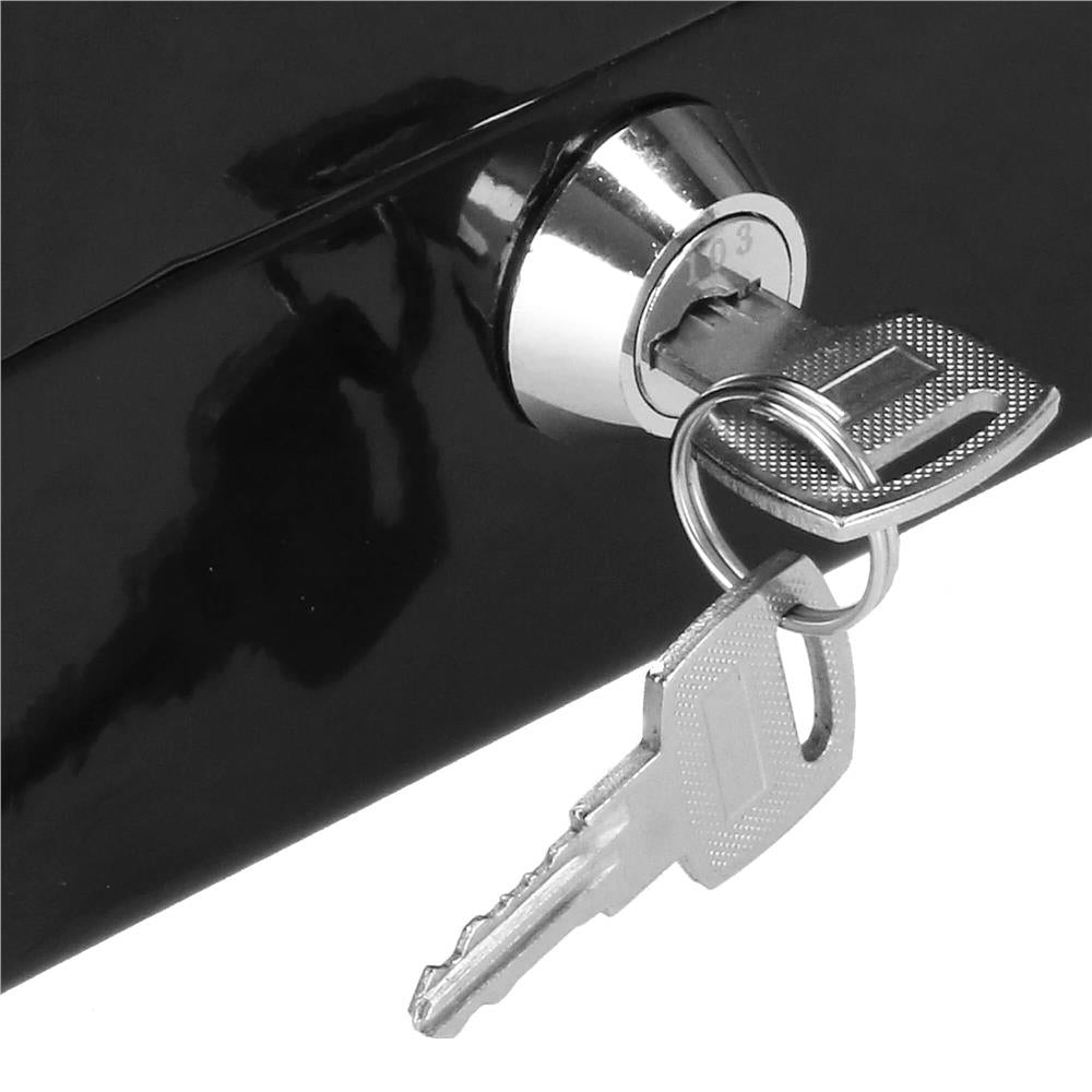 Caseta pentru bani tip cutie de valori, compartimentanta, cu cheie, metal, 15x12x8cm, negru