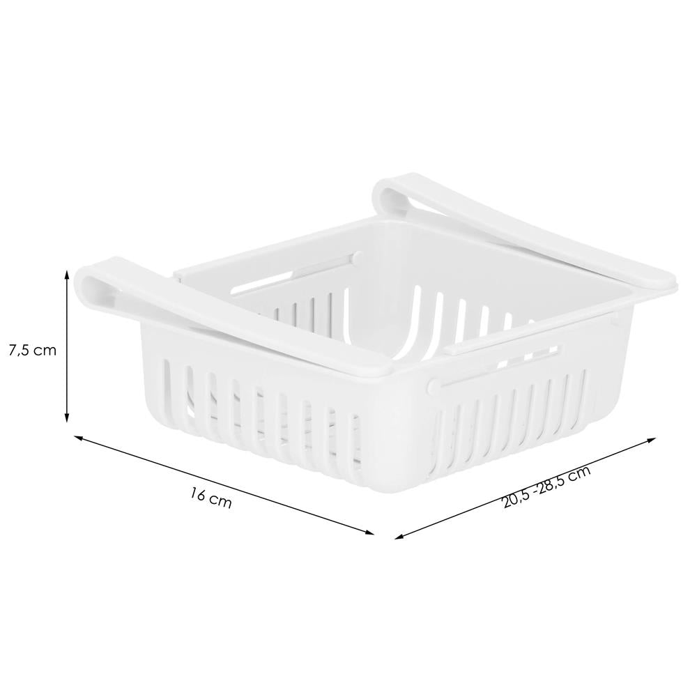 Organizator frigider, model cos extensibil, 16x28.5cm, alb