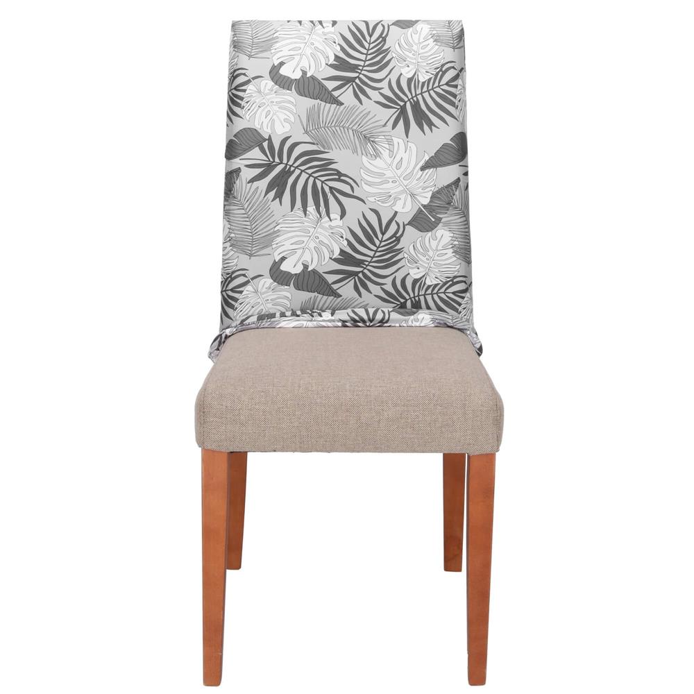 Husa universala pentru scaun, marime universala, poliester si spandex, 38x70cm, gri cu model floral