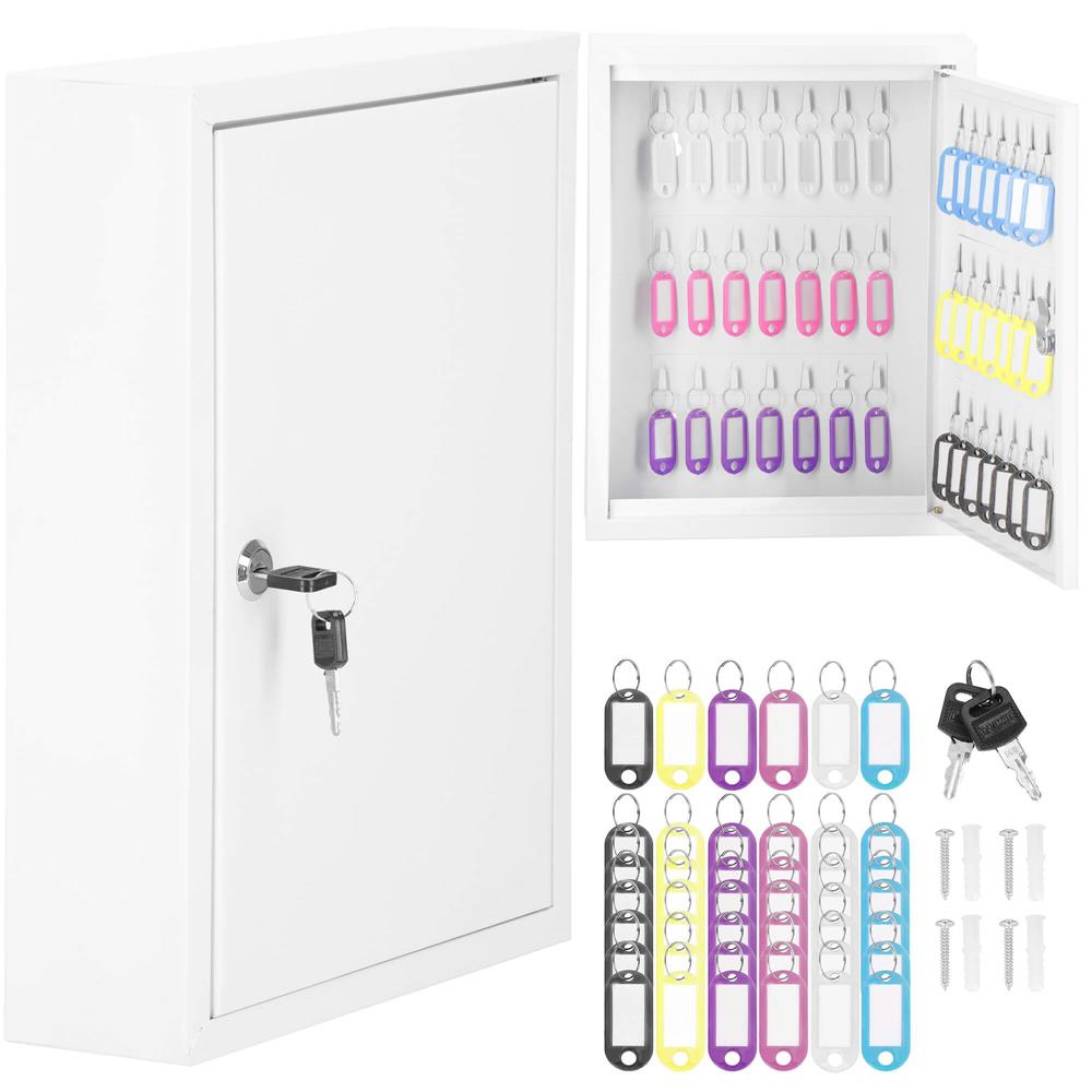 Cutie metalica din otel pentru 42 chei, echipata, 35x27x8cm, alba