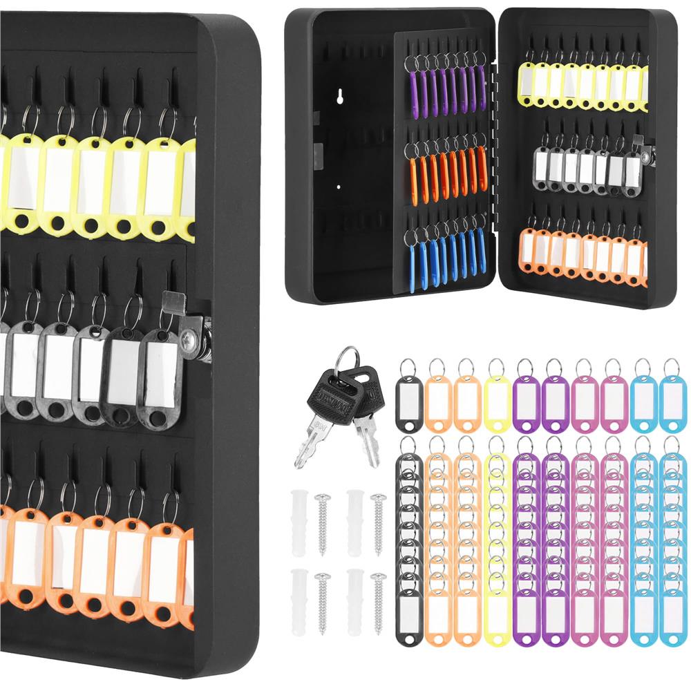 Cutie metalica din otel pentru 100 chei, echipata, 30x24x7cm, neagra