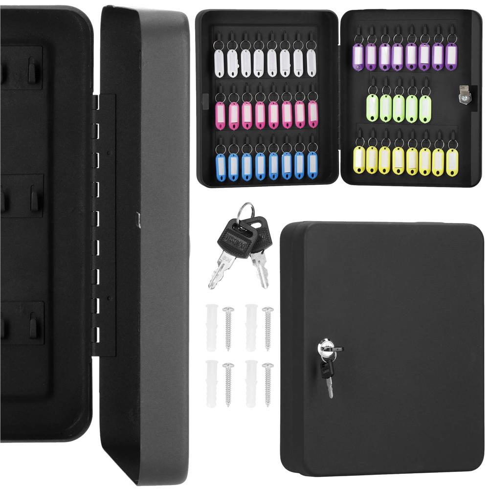 Cutie metalica din otel pentru 48 chei, echipata, 30x24x7.5cm, neagra