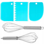 Set patiserie cu platou rotativ si 4 tavi de copt, 345 piese cu sabloane pentru ornarea prajiturilor