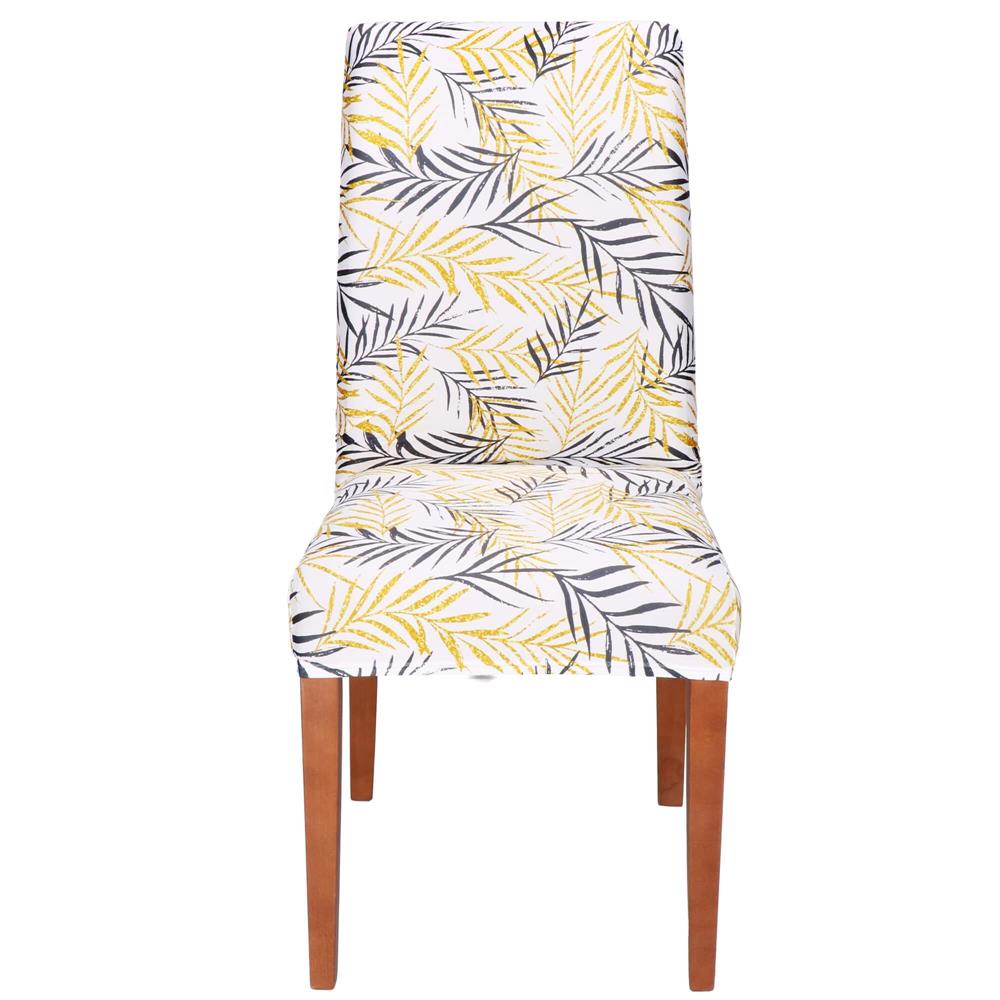 Husa pentru scaun, marime universala, poliester si spandex, 38x70cm, alb, gri si galben