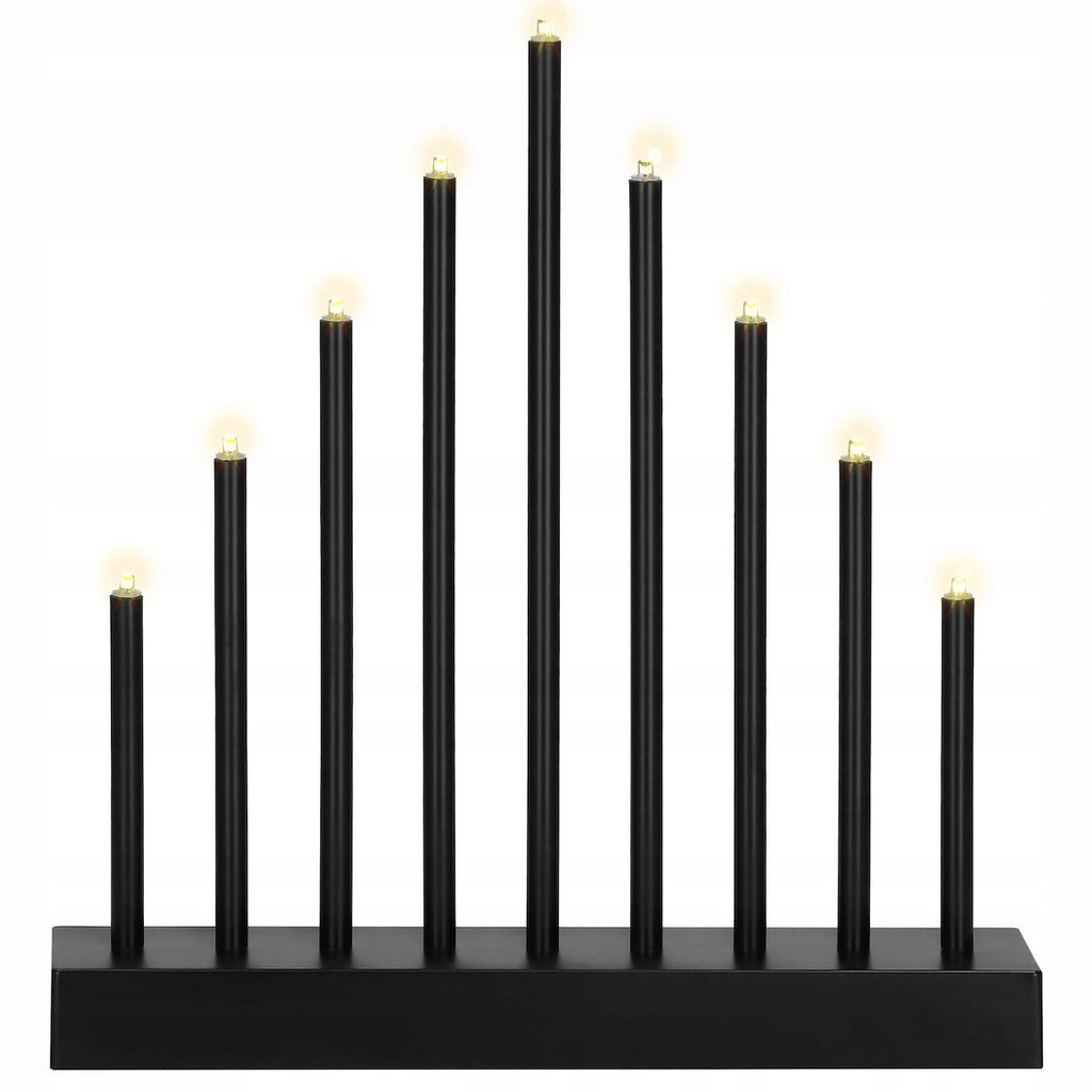 Lumanari decorative de Craciun, 9 becuri tip LED, culoare negru