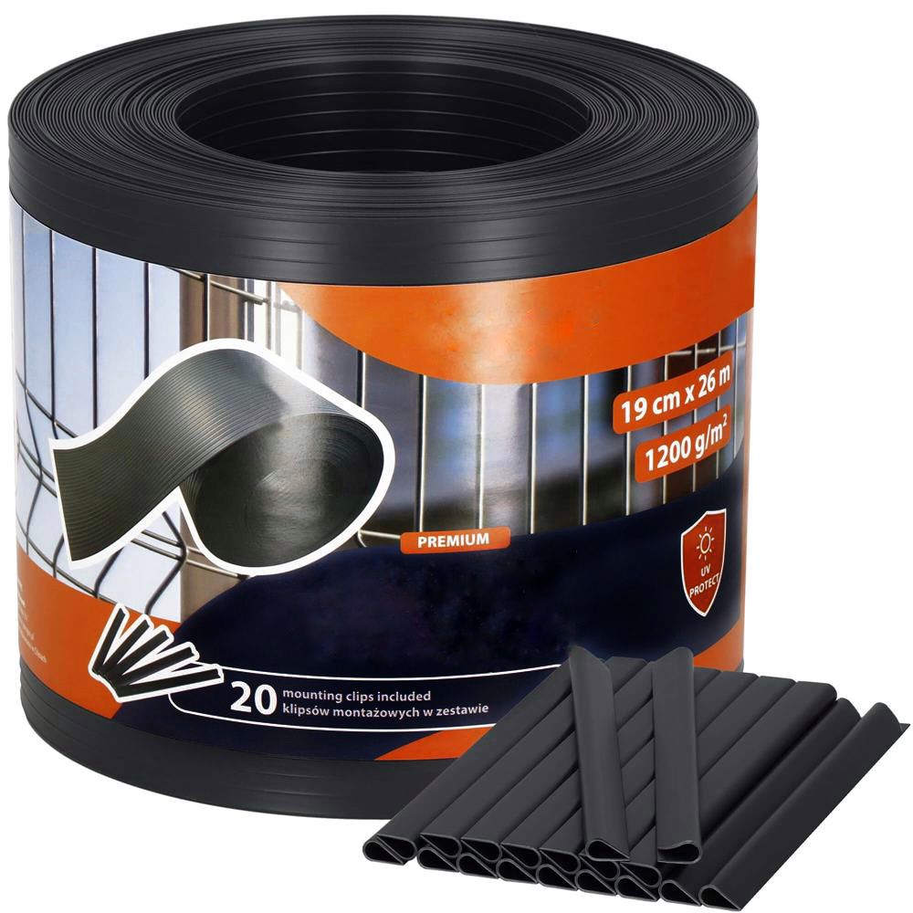 Panou de gard pentru intimitate in gradina, PVC Premium, 26 x 0.19 m, gri antracit