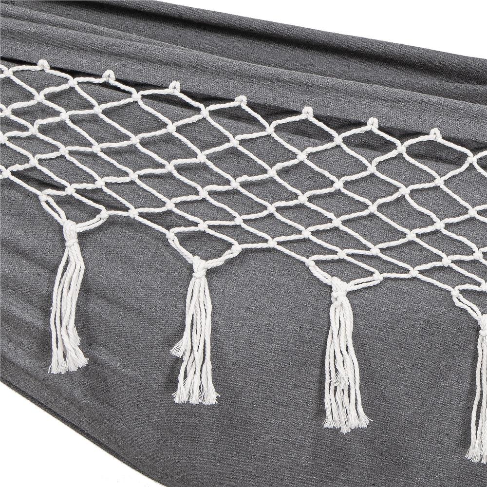 Hamac doua persoane cu franjuri si 2 perne, 200kg, 200×150 cm, gri inchis