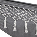 Hamac doua persoane cu franjuri si 2 perne, 200kg, 200×150 cm, gri inchis