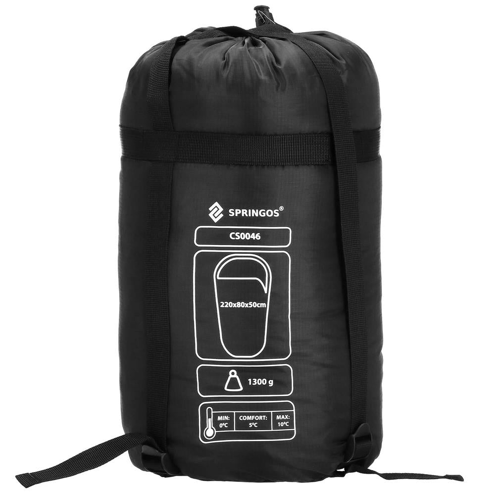 Sac de dormit tip mumie, cu geanta de transport, 210x80cm, 0-10grade, culoare negru gri