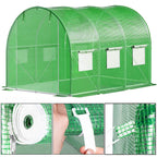 Folie inlocuire pentru sera 300x200x200 cm, PE 140g/mp cu plasa PP, UV4, 6 ferestre si usa cu fermoar, verde